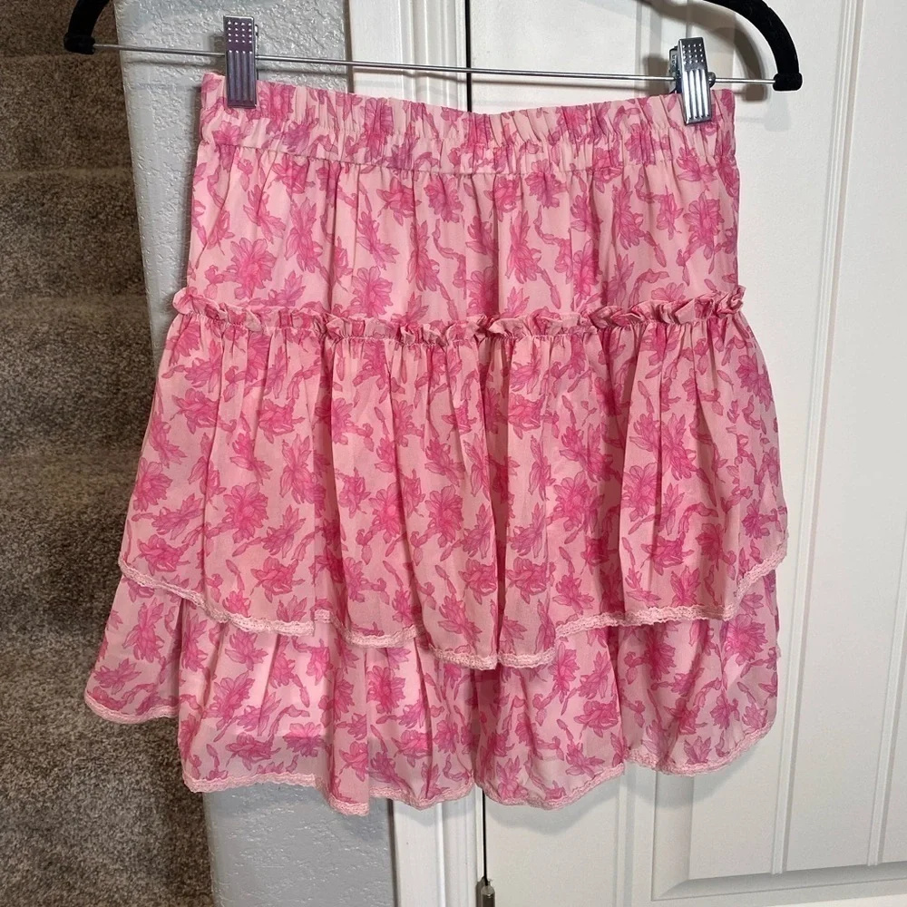 ALLISON NEW YORK DELILAH MINI SKIRT AND MATCHING TOP PINK FLORAL SET